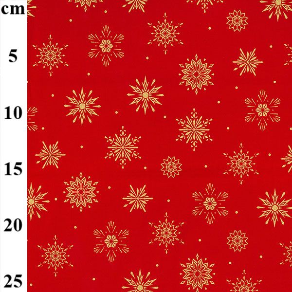 100% Christmas Cotton - Gold Stars on Red